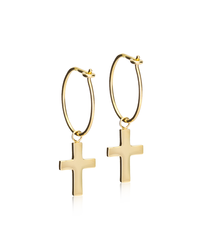 Ear Ring 14 mm, Pendant Cross