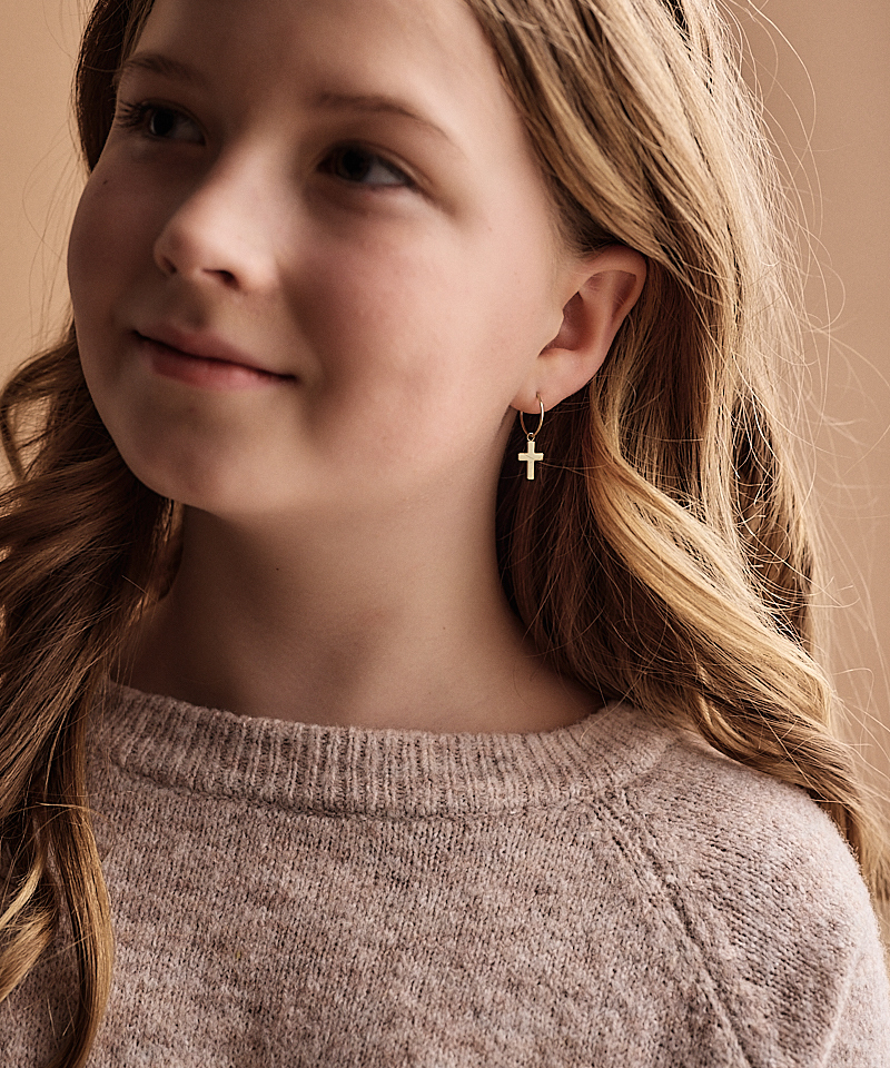 Ear Ring 14 mm, Pendant Cross